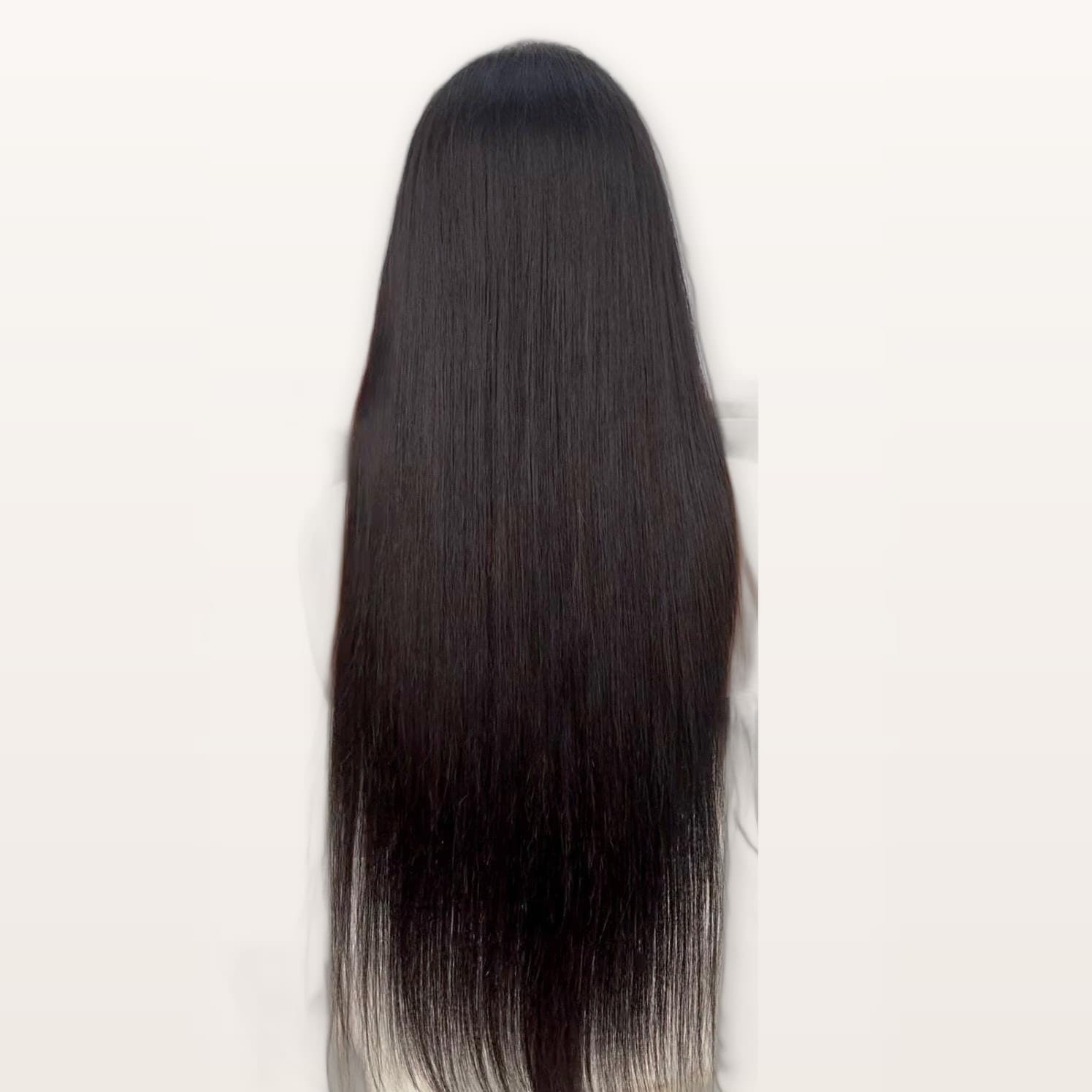 باروكة شعر طبيعي طويل شعر ستريت اسود باروكة جذور امامية HD 13×4 بطول 28 انش