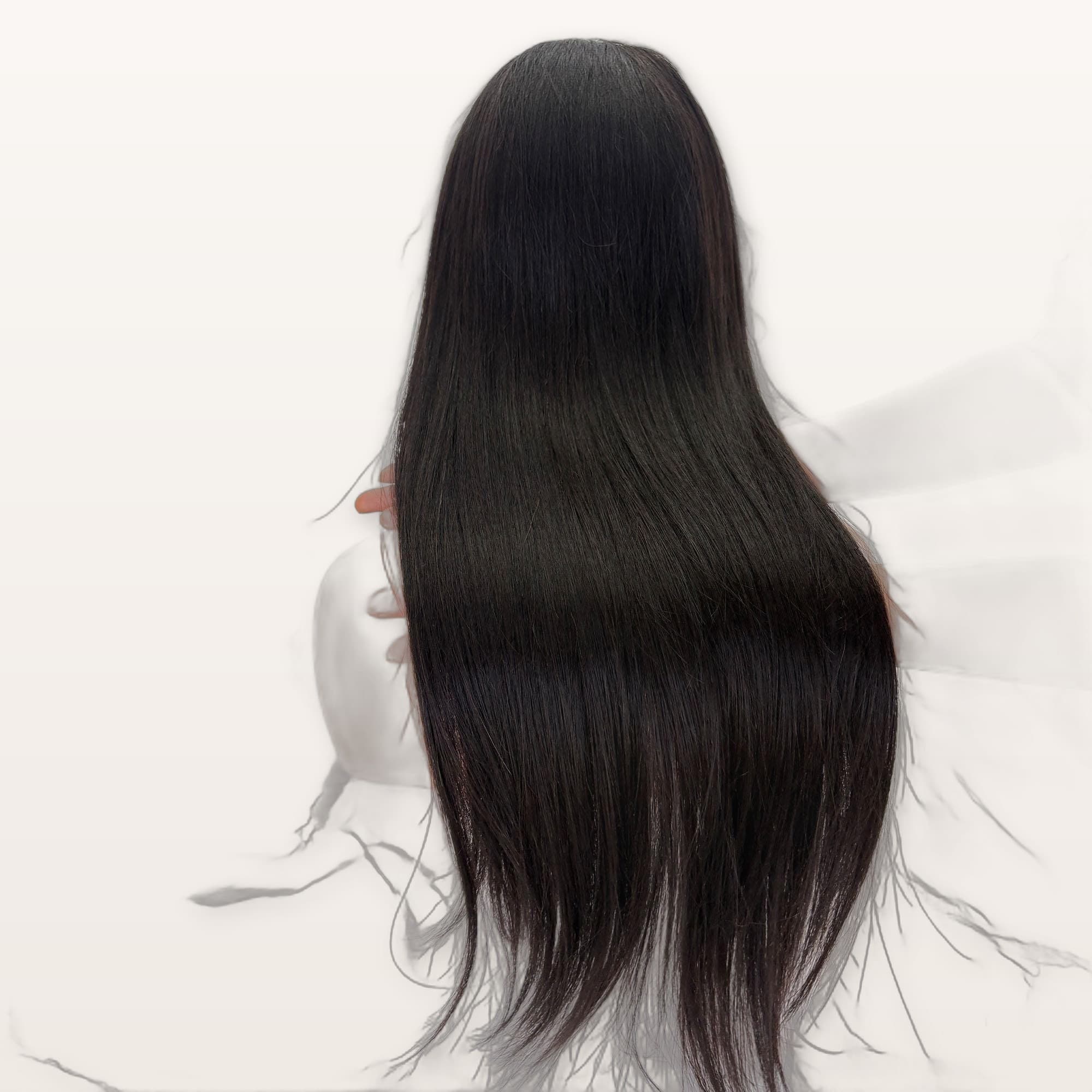 باروكة شعر طبيعي طويل شعر ستريت اسود باروكة جذور امامية HD بكثافة 200% بطول 20 انش